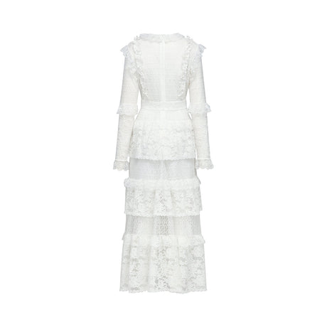 Aimée layered cutout lace embroidered midi dress