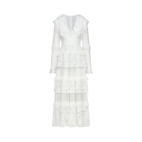 Aimée layered cutout lace embroidered midi dress