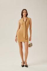 Aimée shawlcollar knitted mini dress