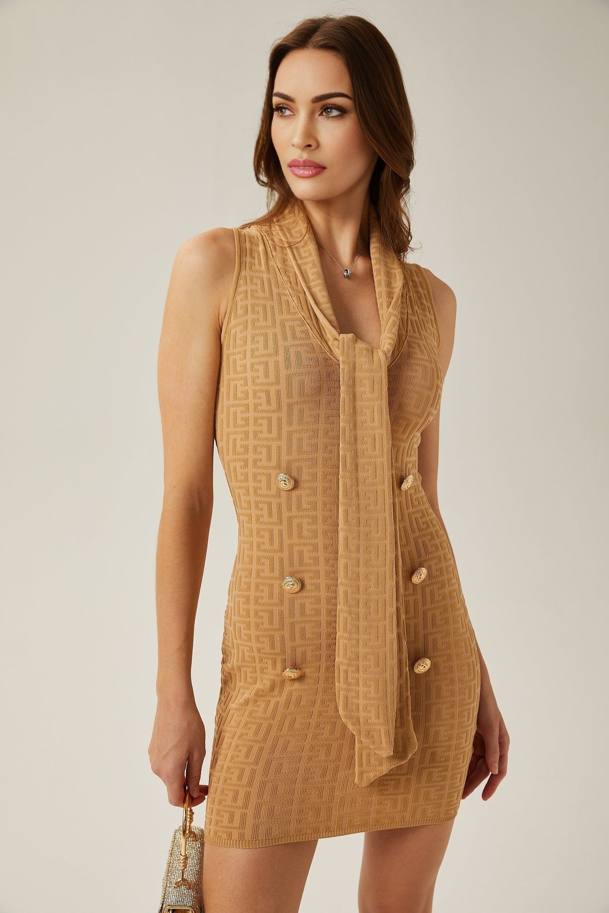 Aimée shawlcollar knitted mini dress
