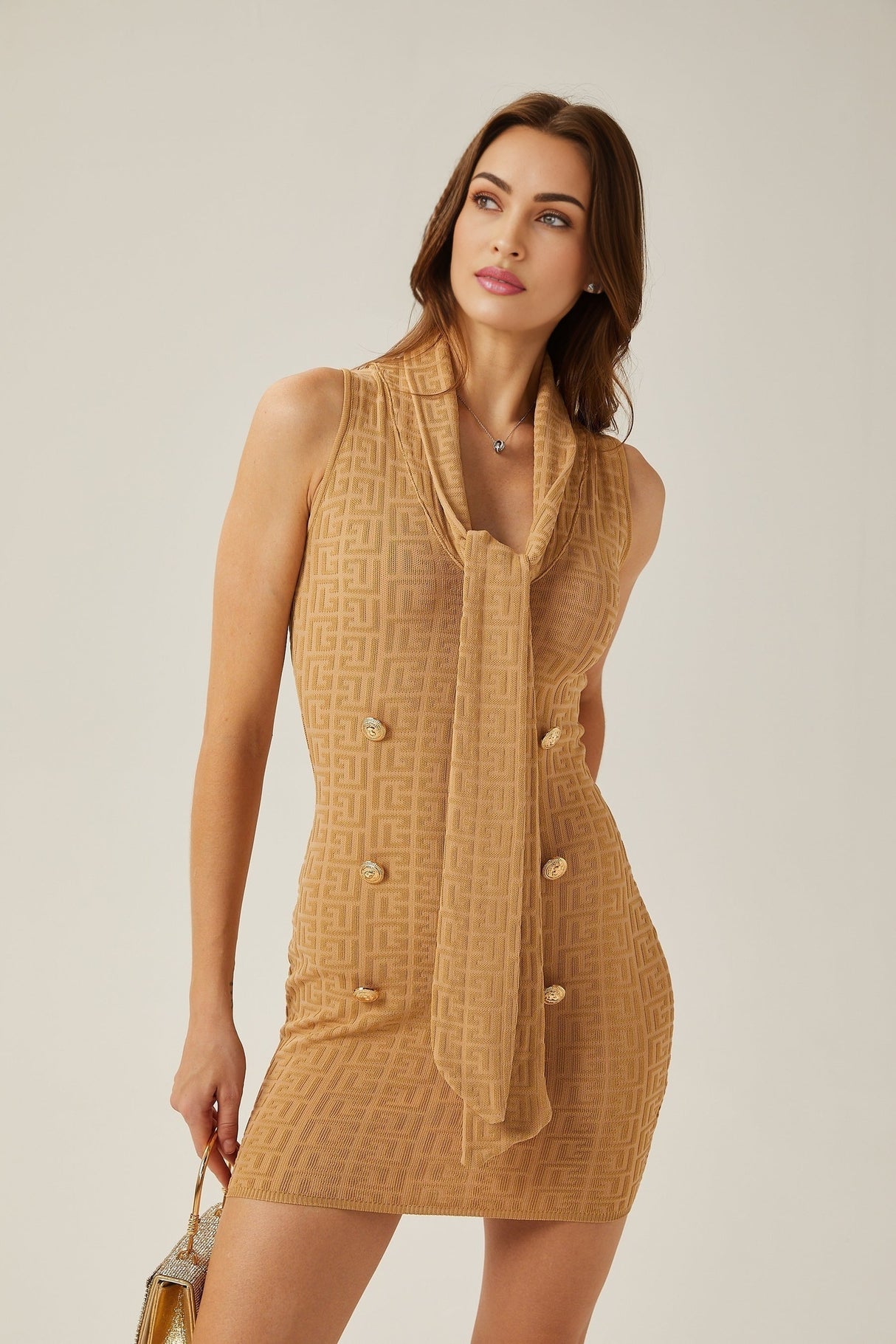 Aimée shawlcollar knitted mini dress