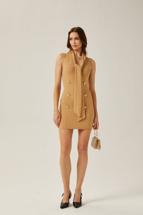 Aimée shawlcollar knitted mini dress