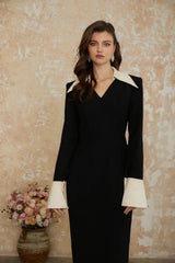 Aina Black Embellished Corset Midi Dress