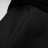 Ainara Black Off Shoulder Polished Midi Dress