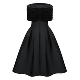 Ainara Black Off Shoulder Polished Midi Dress