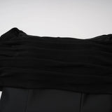 Ainara Black Off Shoulder Polished Midi Dress