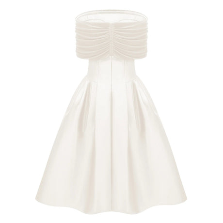 Ainara White Off Shoulder Polished Midi Dress