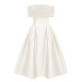 Ainara White Off Shoulder Polished Midi Dress