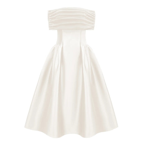 Ainara White Off Shoulder Polished Midi Dress