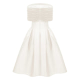 Ainara White Off Shoulder Polished Midi Dress