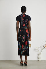 Ainsley Skirt & Top Set - Short Sleeves - Mock Neck - Pattern - Pleat Detailing