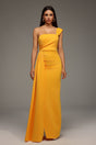 Ainsley Yellow One-Shoulder Dress Luxurious Fabric Elegant Silhouette Wedding Gala Formal Evening