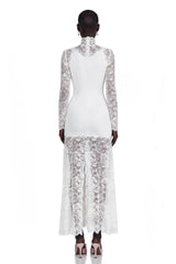 Airelle White Satin Panel Lace Maxi Dress