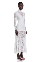 Airelle White Satin Panel Lace Maxi Dress