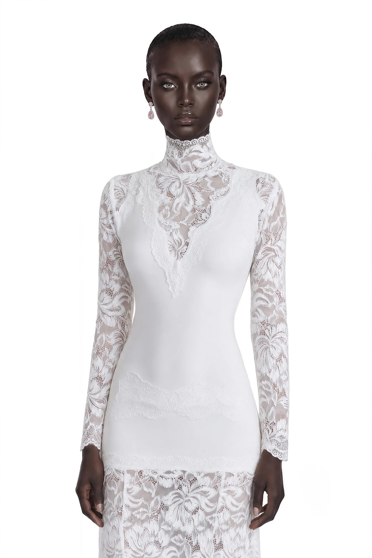 Airelle White Satin Panel Lace Maxi Dress