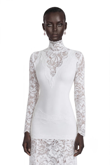 Airelle White Satin Panel Lace Maxi Dress