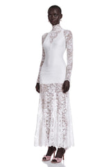 Airelle White Satin Panel Lace Maxi Dress