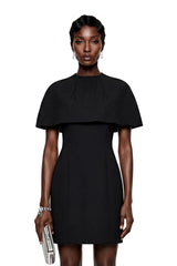 Aisha Black Structured Cape  Mini Dress Set