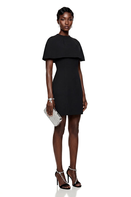 Aisha Black Structured Cape  Mini Dress Set