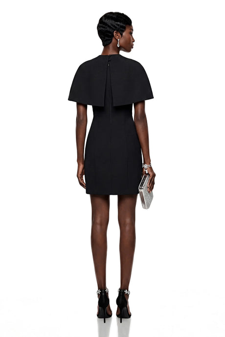 Aisha Black Structured Cape  Mini Dress Set