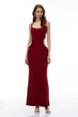 Aisha Red Embellished CutOut Maxi Dress