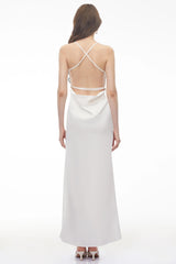Aitana White Halterneck 3D Petal Maxi Dress