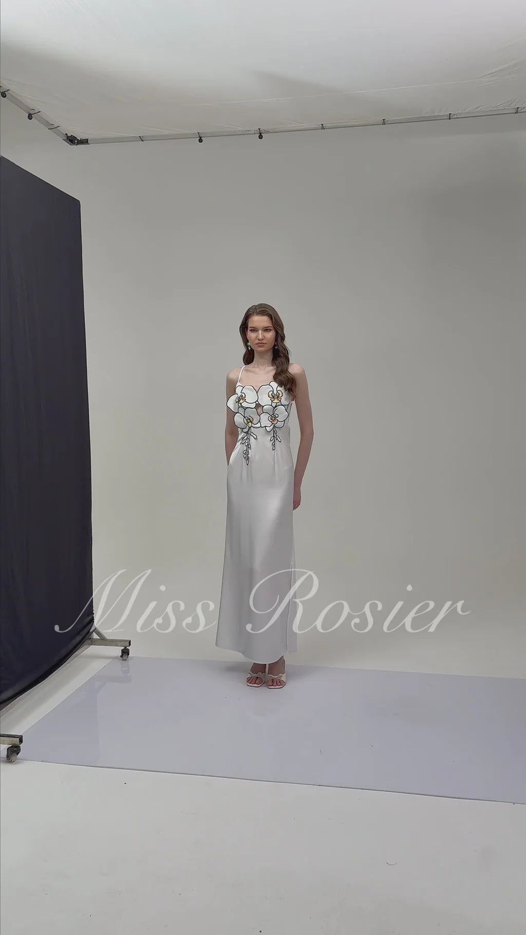 Aitana White Halterneck 3D Petal Maxi Dress