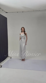 Aitana White Halterneck 3D Petal Maxi Dress