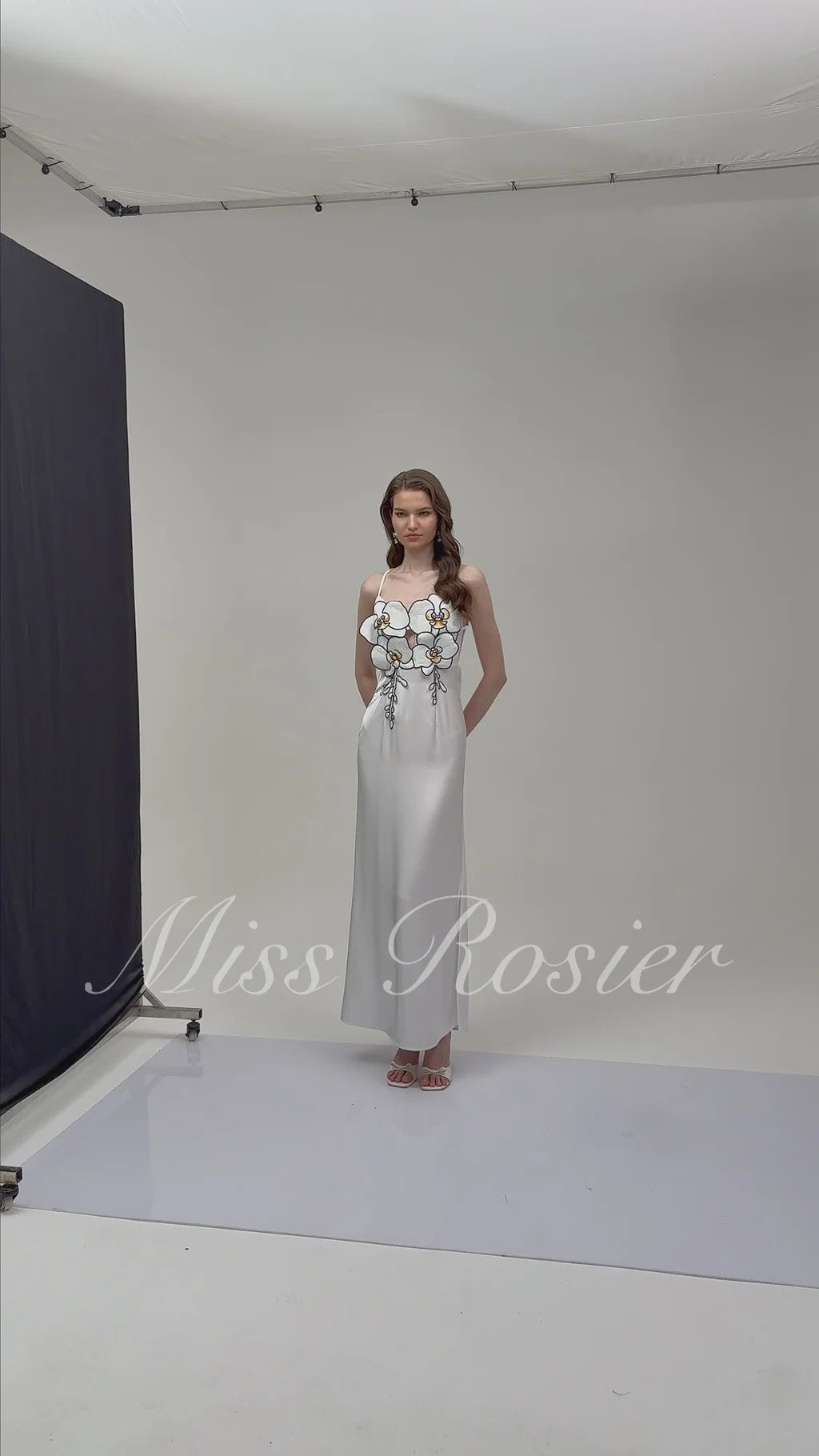 Aitana White Halterneck 3D Petal Maxi Dress