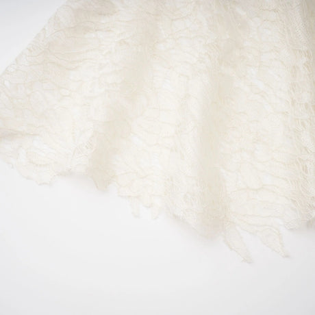 Alaia White Cape Design Floral Lace Midi Dress