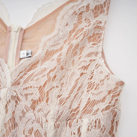 Alaia White Cape Design Floral Lace Midi Dress
