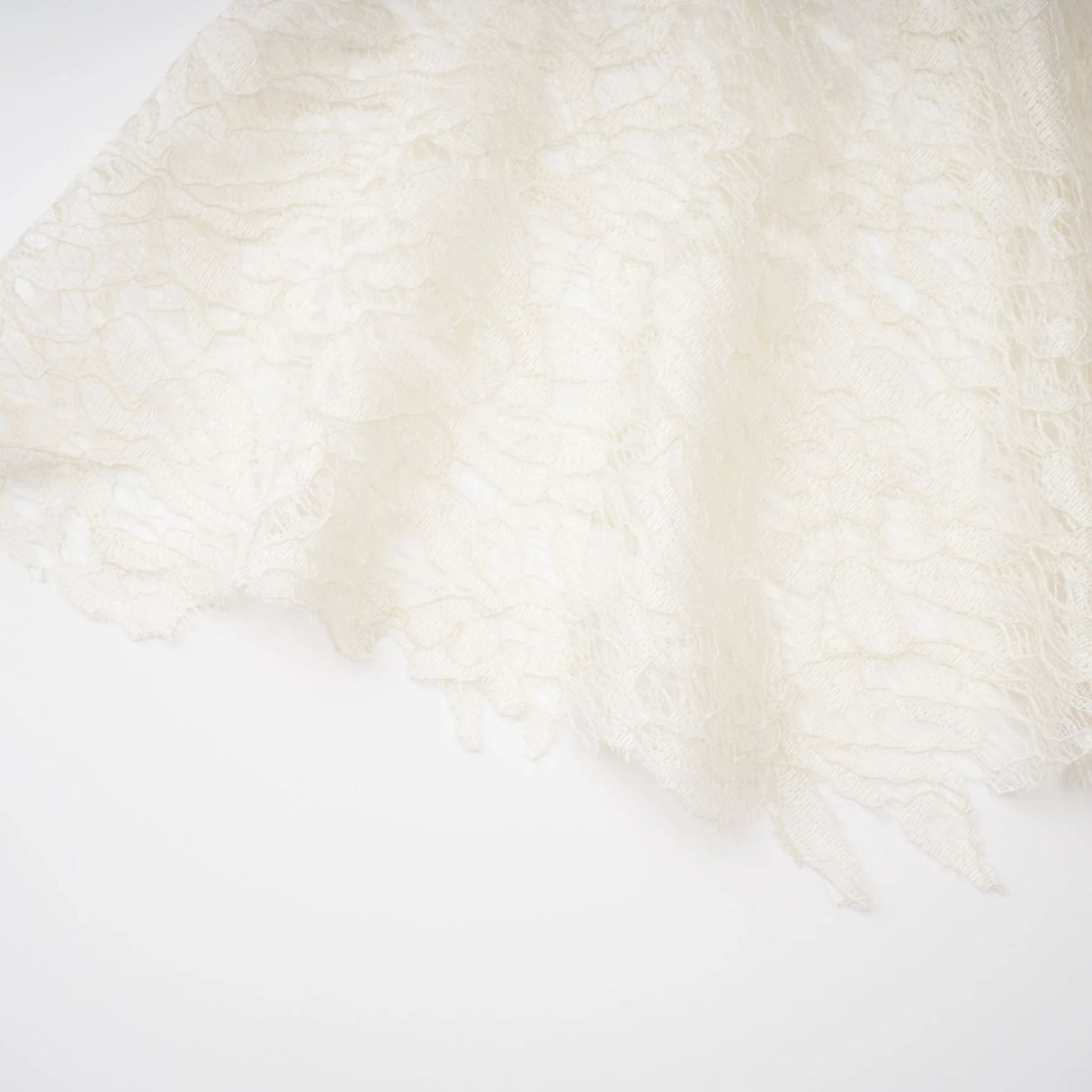 Alaia White Cape Design Floral Lace Midi Dress