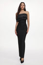 Alana Black Rhinestone Off-Shoulder Maxi Dress