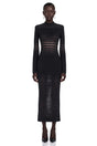 Alani Black Midi Dress with Semisheer Panels