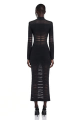 Alani Black Midi Dress with Semisheer Panels