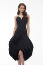 Alba Black Midi Dress with 3D Petals