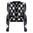 Alba Cardigan - Cropped Length - Argyle Pattern - Tailored Fit - Golden Buttons - Soft Knit Fabric