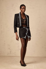 Alba Jacket & Skirt Set - Bouclé Construction - Crystal & Faux - Pearl Embellishment - Metallic Threading - Patch Pockets