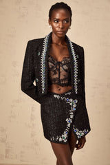 Alba Jacket & Skirt Set - Bouclé Construction - Crystal & Faux - Pearl Embellishment - Metallic Threading - Patch Pockets