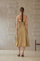 Alba Khaki Trench Style Midi Dress