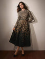 Alba Midi Dress - Round Neck - Formal & Evening - High Waist - A Line - Elegant