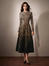 Alba Midi Dress - Round Neck - Formal & Evening - High Waist - A Line - Elegant