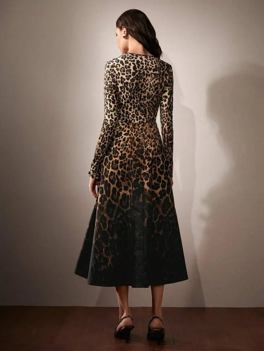 Alba Midi Dress - Round Neck - Formal & Evening - High Waist - A Line - Elegant