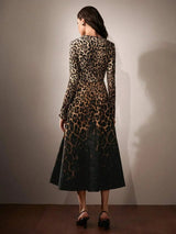 Alba Midi Dress - Round Neck - Formal & Evening - High Waist - A Line - Elegant