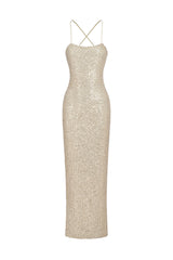 Alba Silver Backless Sparkling Detail Dress