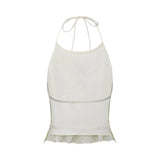 Alba Skirt & Top Set - Sleeveless Halterneck Open Back Pleated Ruffled Floor Length