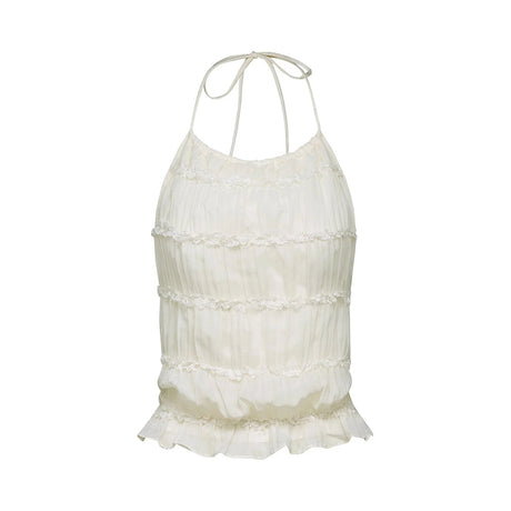 Alba Skirt & Top Set - Sleeveless Halterneck Open Back Pleated Ruffled Floor Length