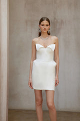 Alba White Barrel Waist Corset Mini Dress
