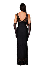 Alberta Black Lace Maxi Dress V Neck Sleeveless Formal Evening Gown