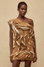 Alchimie Brown Ruffled Tulle Mini Dress